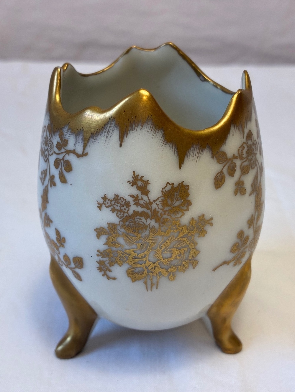 Vintage Limoges France Hand Painted Porcelain Egg Shaped Vase
